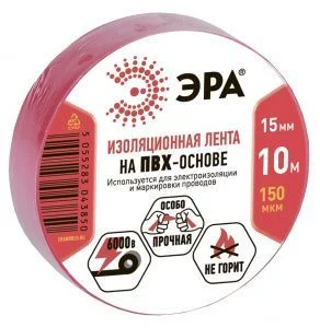 Изолента ЭРА ET1510RED ПВХ 15мм х 10м красная