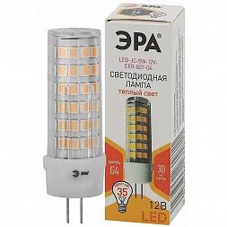 Лампочка светодиодная ЭРА STD LED JC-5W-12V-CER-827-G4 G4 5 Вт керамика капсула теплый белый свет