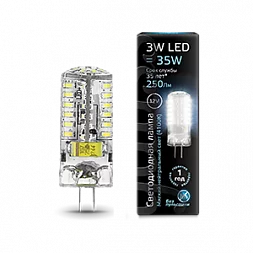 Упаковка 10 штук Лампа Gauss G4 12V 3W 240lm 4100K силикон LED 1/10/200