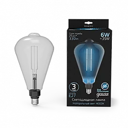 Лампа Gauss Filament ST164 6W 330lm 4000К Е27 gray straight LED 1/6