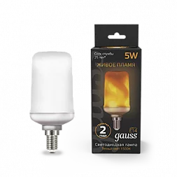 Лампа Gauss T65 5W 20-80lm 1500K E14 Flame LED 1/10/100