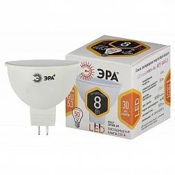 Лампочка светодиодная ЭРА STD LED MR16-8W-827-GU5.3 GU5.3 8 Вт софит теплый белый свет